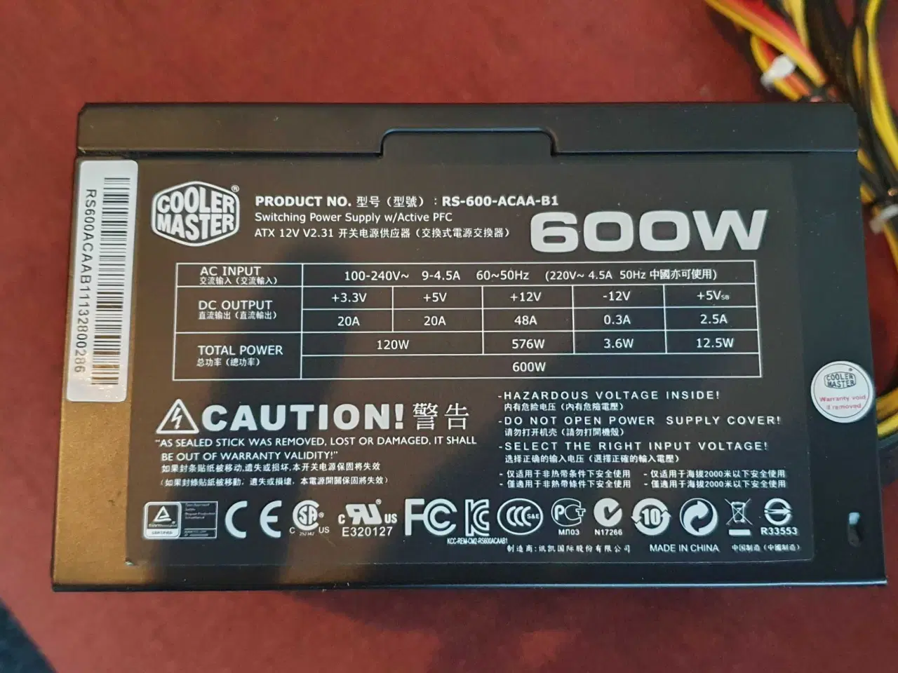 Billede 1 - Strømforsyning 600W CoolerMaster (PSU)