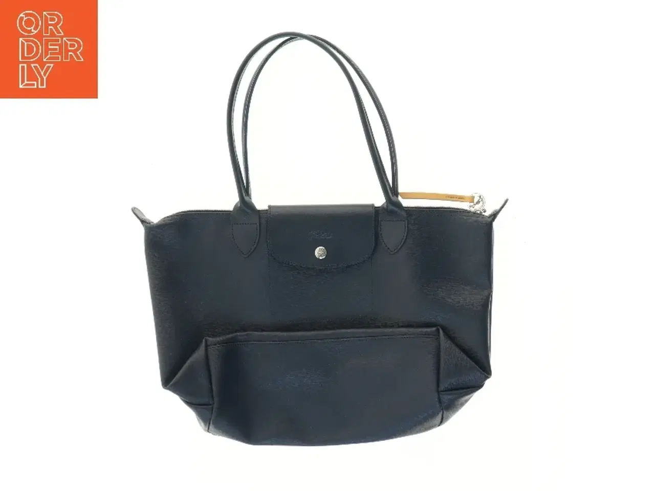 Billede 1 - Sort læderhåndtaske fra Longchamp (str. 40x30 cm)