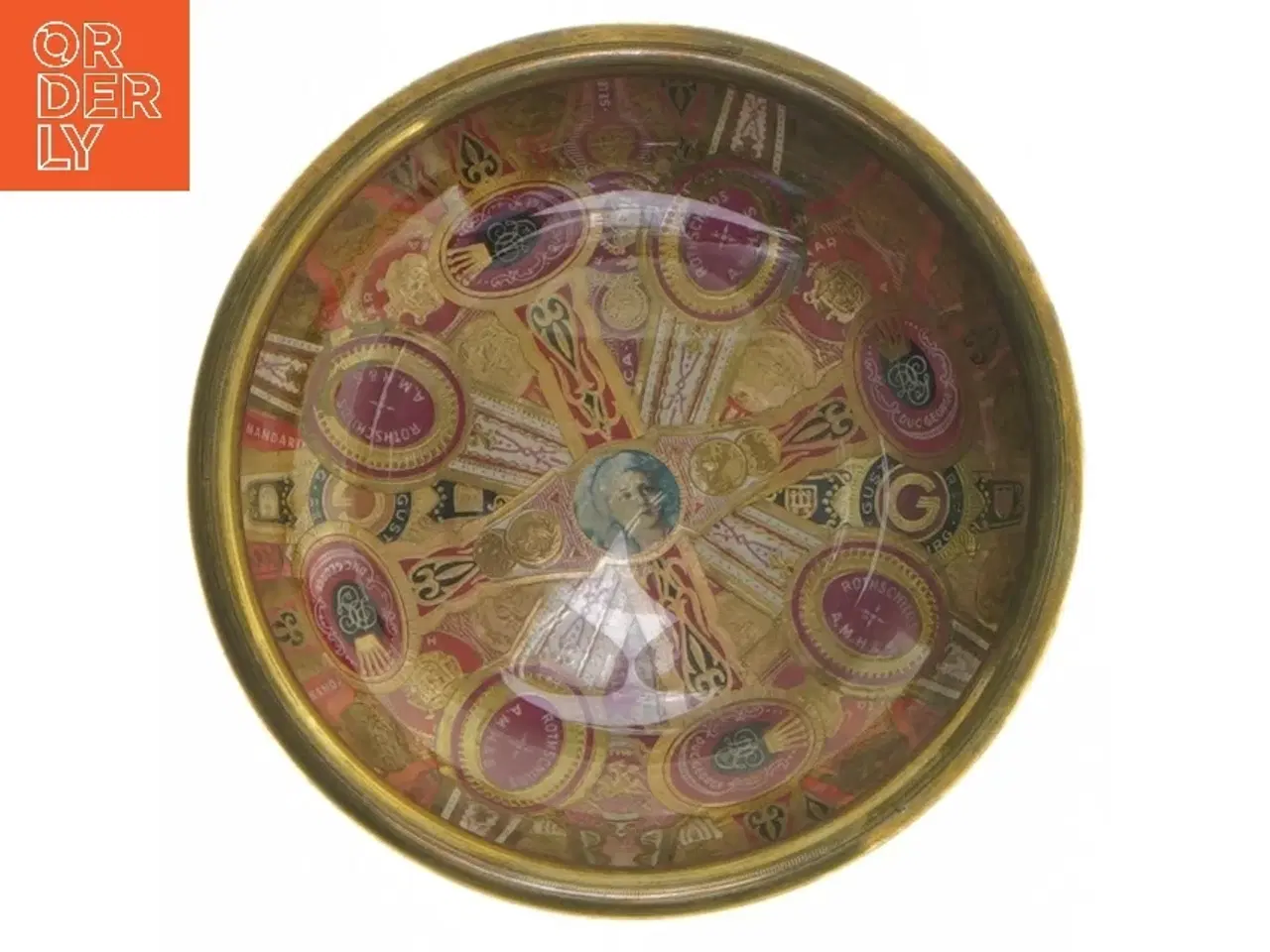 Billede 2 - Antik skål med cigarmærker og messingkant (str. Ø 11,5 cm)