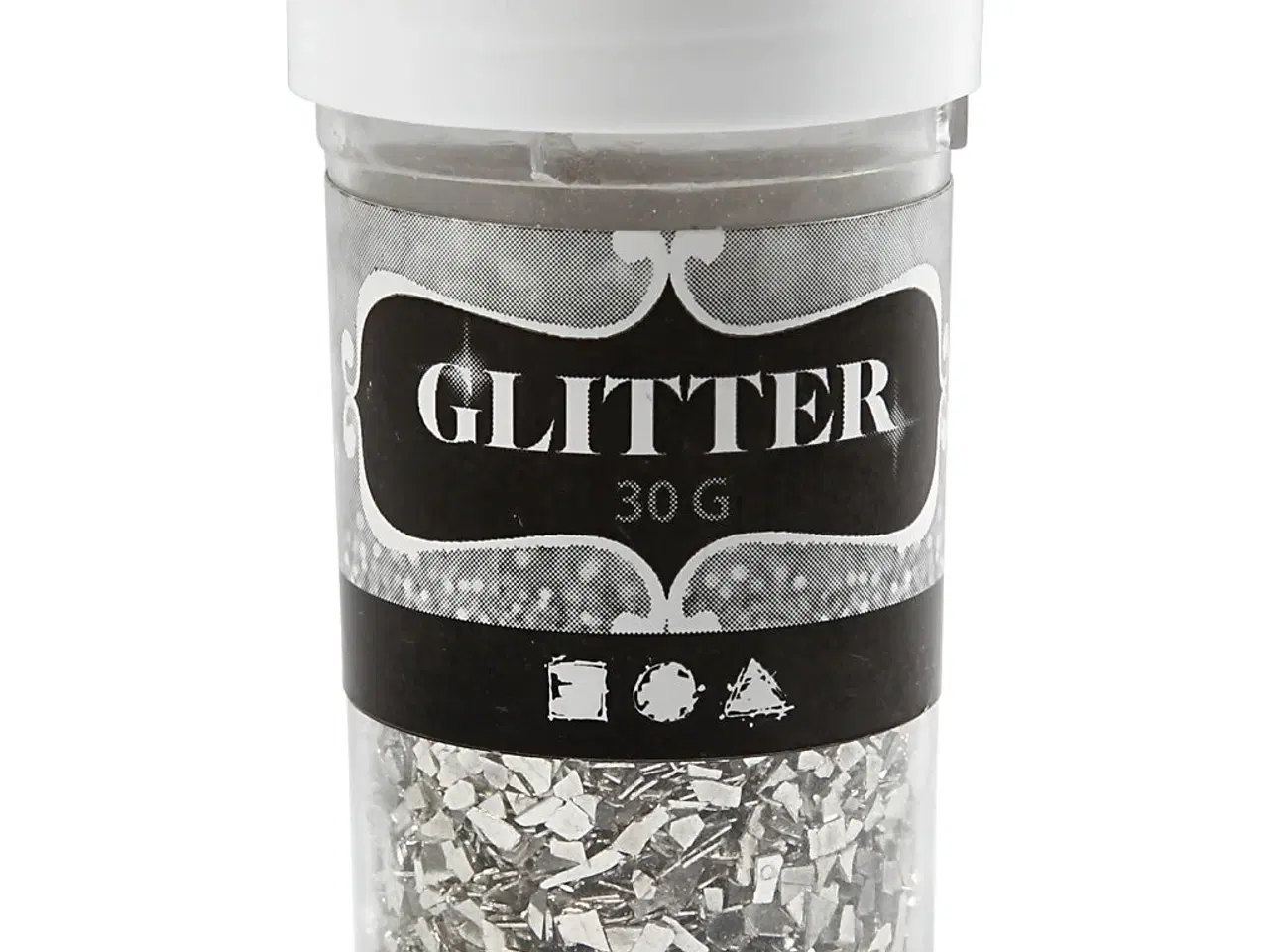 Billede 1 - Glitter, str. 1-3 mm, sølv, 30g/ 1 ds.