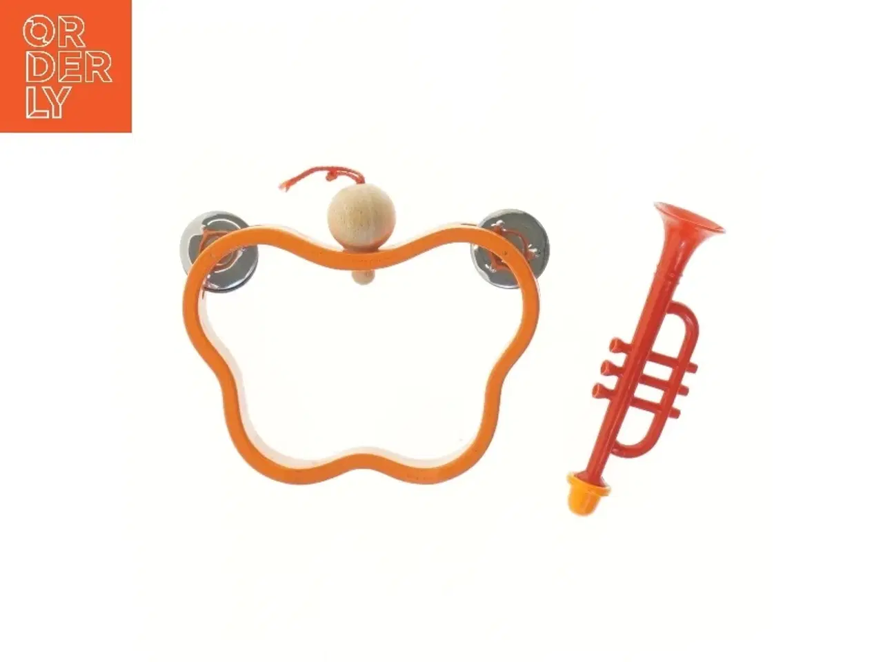 Billede 2 - Børnetamburin og legetøjstrompet (str. 18,5x13 cm)