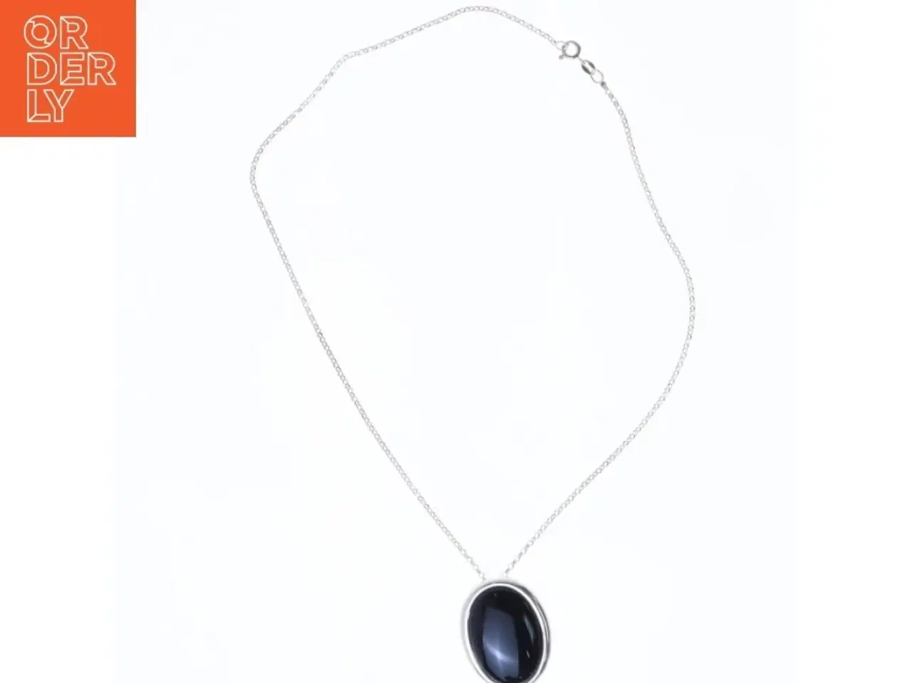 Billede 3 - Sølv halskæde med sort vedhæng (str. 44 cm)