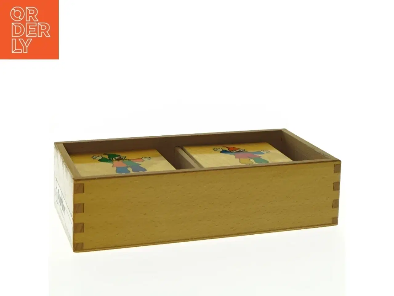 Billede 2 - Træhuskespil med klovnefigurer (str. 24 x 12 cm)