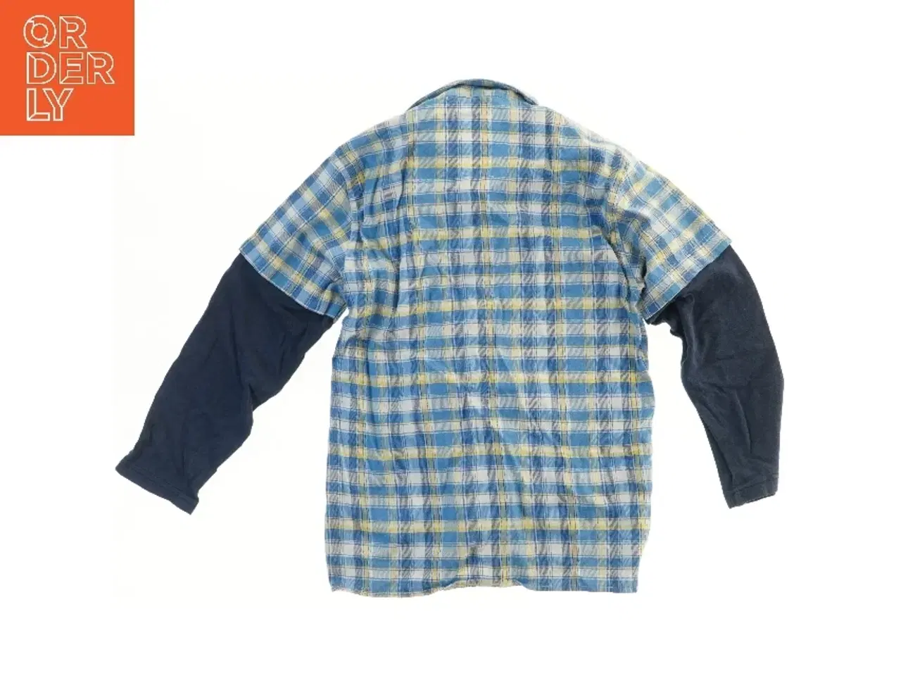 Billede 2 - Langærmet ternet skjorte med print (str. 134)