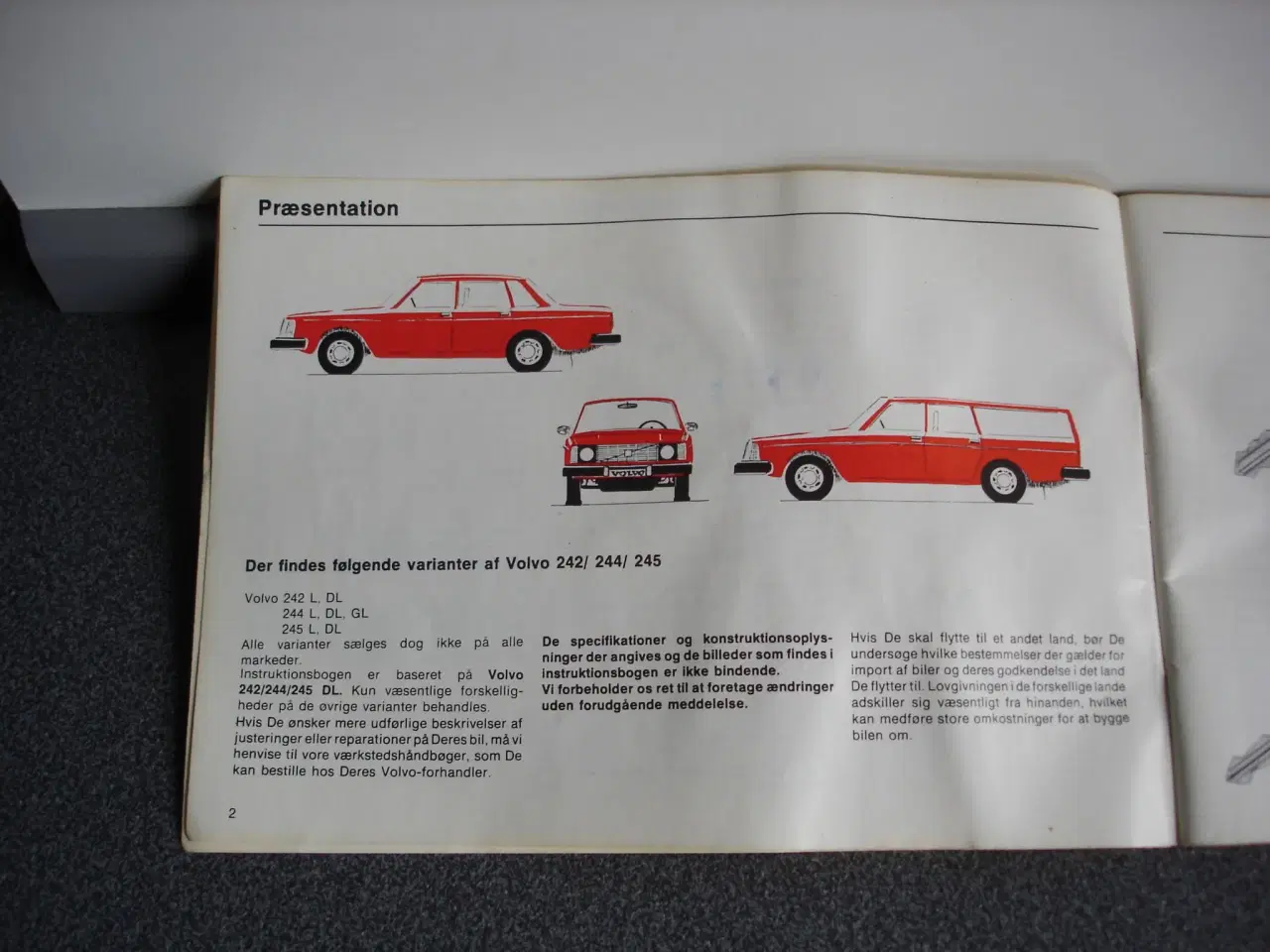 Billede 2 - Volvo Instruktionsbog 240 serie