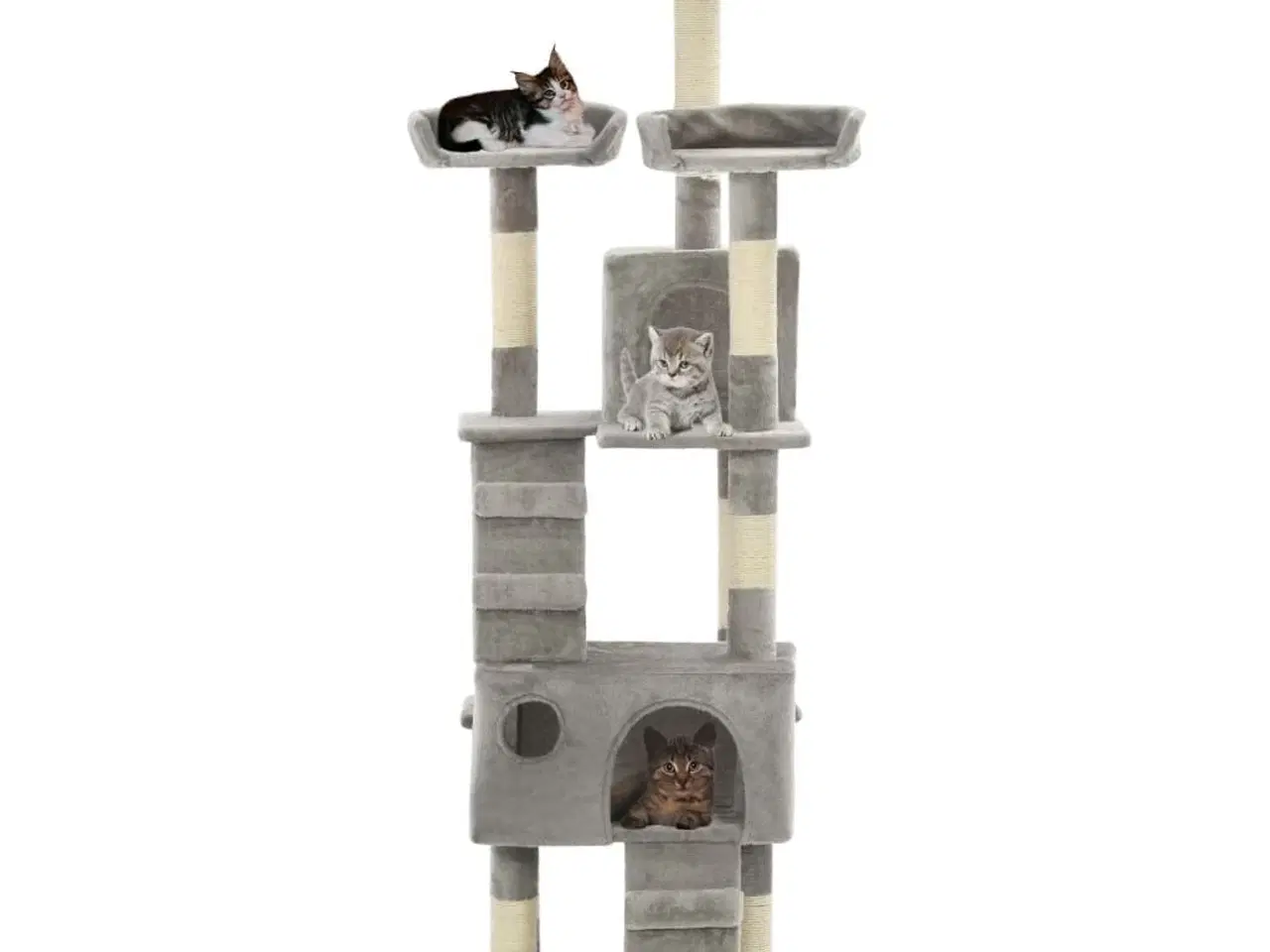 Billede 1 - Kradsetræ til katte med sisal-kradsestolper 170 cm grå