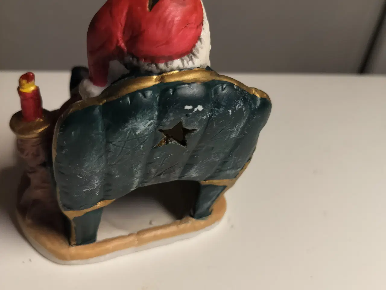 Billede 2 - Gammelt julepynt fyrfadsstage julemand i stol