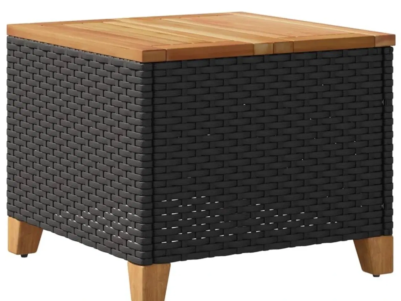 Billede 7 - Havebord 45x45x37 cm polyrattan og akacietræ sort