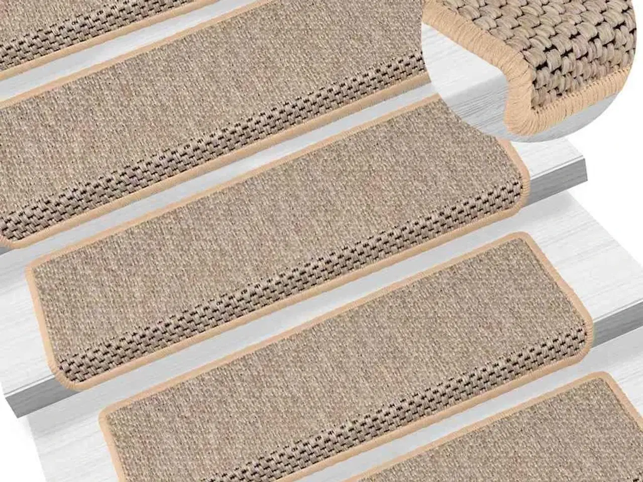 Billede 1 - Selvklæbende trappemåtter 15stk. 65x21x4cm sisal-look lys beige
