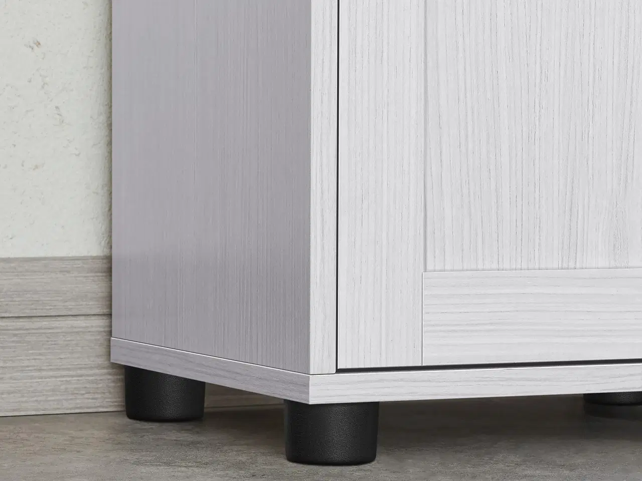 Billede 6 - Højt badeværelsesskab VASAGLE – smalt kolonnemøbel med justerbare hylder, glasdør og skuffe, hvid træstruktur (BBK163T44)