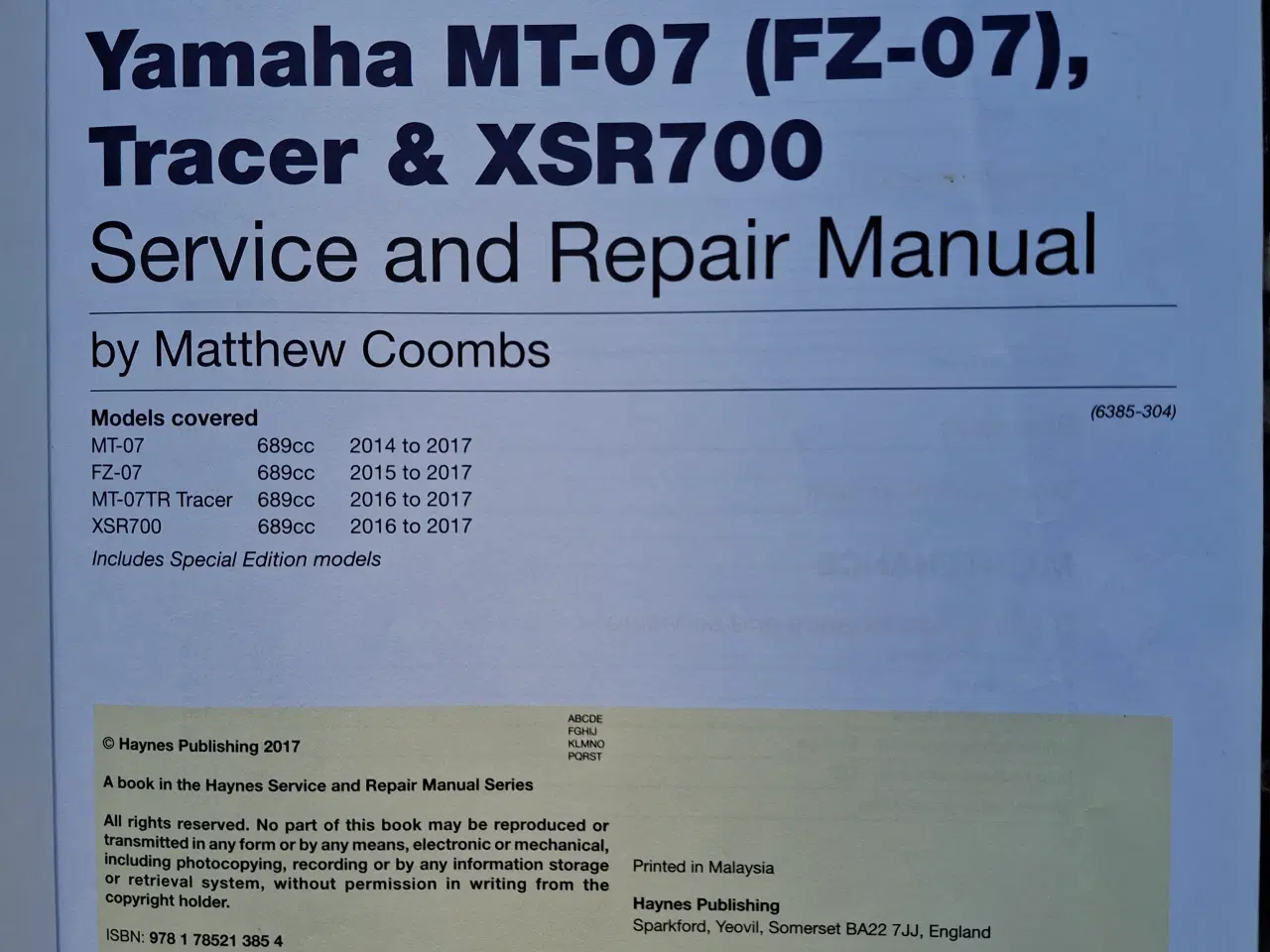 Billede 6 - Yamaha MT-07 Haynes service repair manual bog