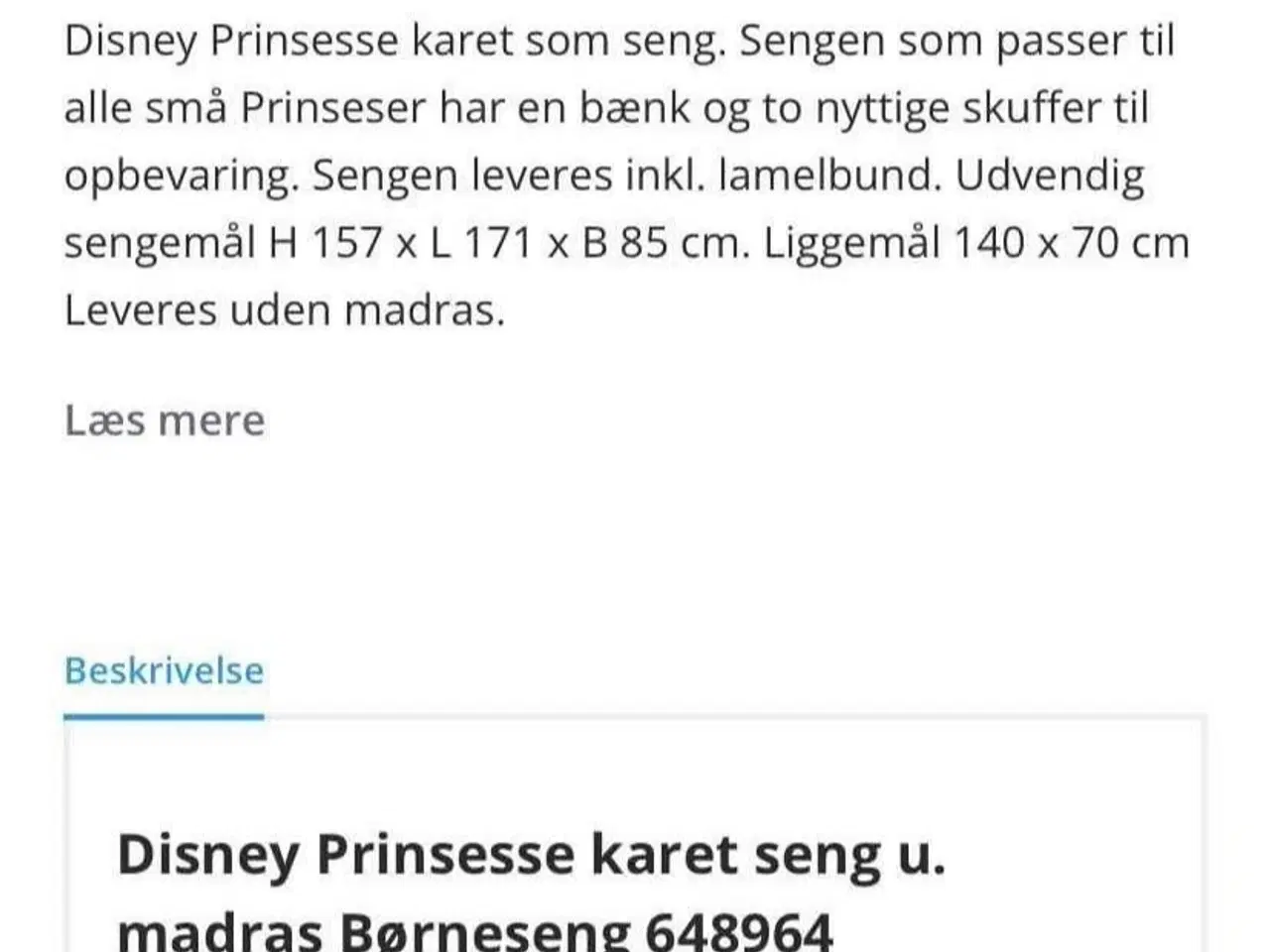 Billede 3 - Prinsesse seng 