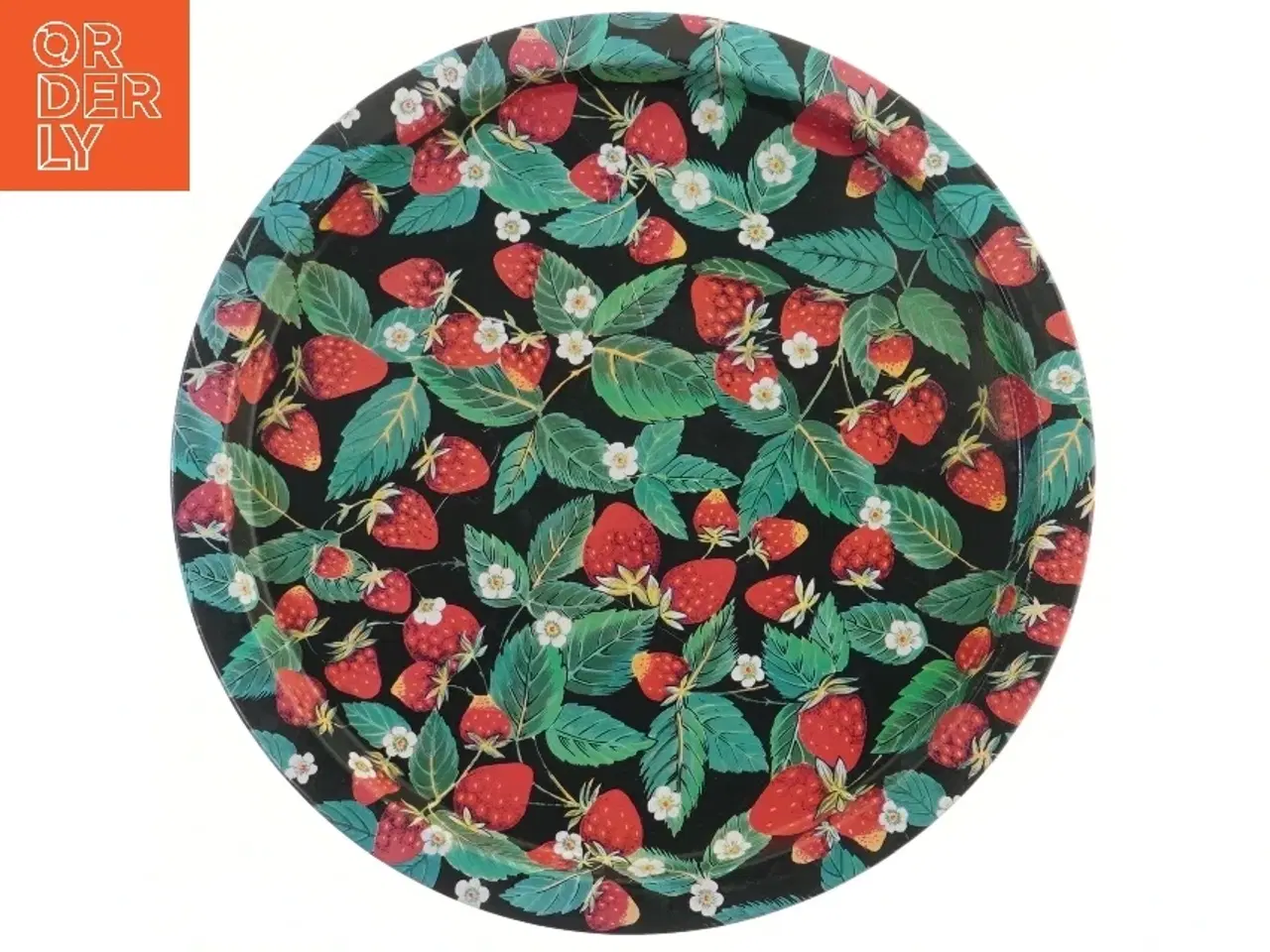 Billede 1 - Rund bakke med jordbærmotiv (str. Ø 33 cm)