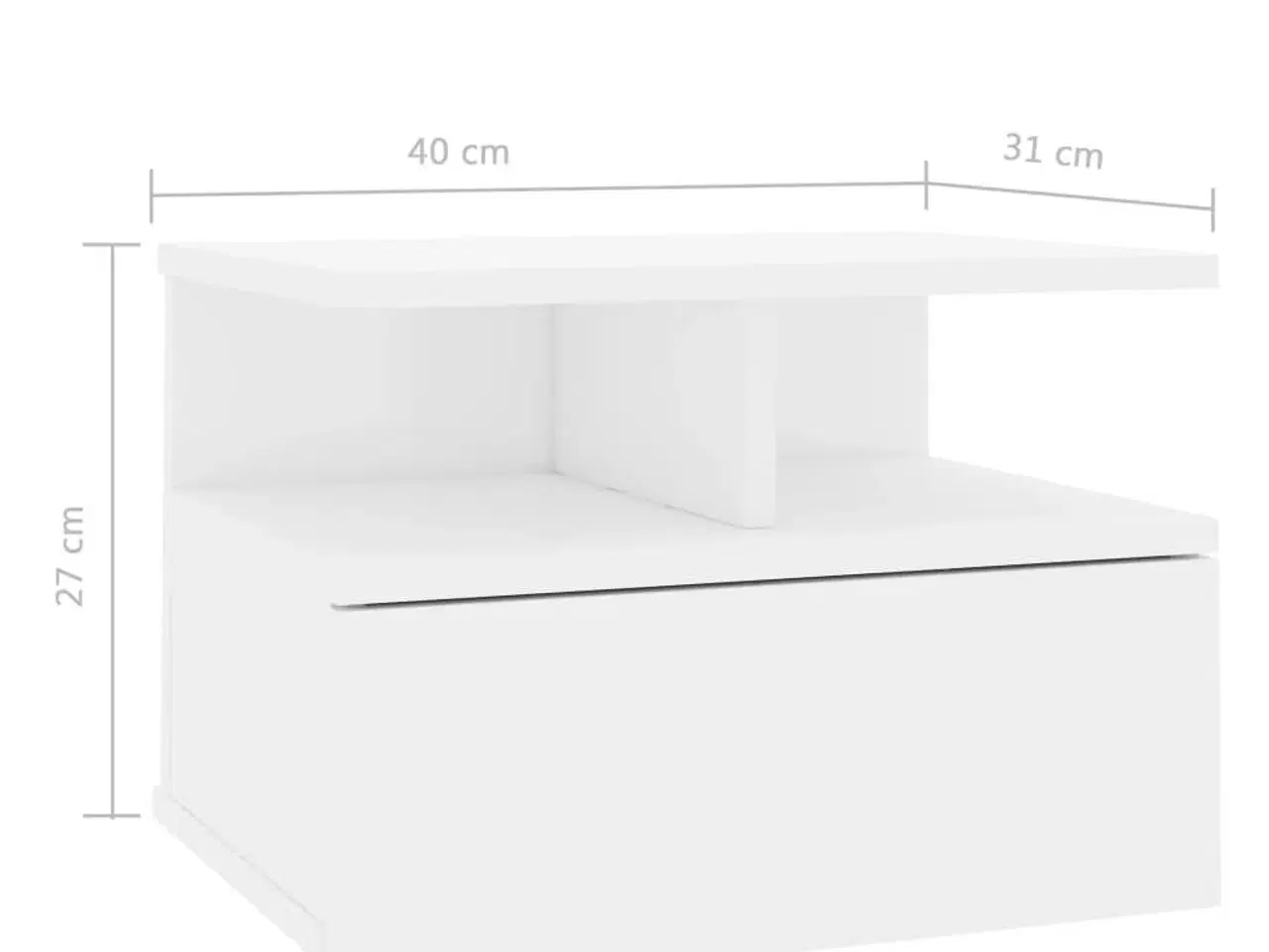 Billede 7 - Svævende natborde 2 stk. 40x31x27 cm spånplade hvid højglans