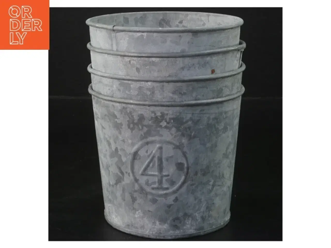 Billede 2 - Zink potter til advent dekoration, 4 stk. med tallene 1-4 (str. Ø 11x9 cm)