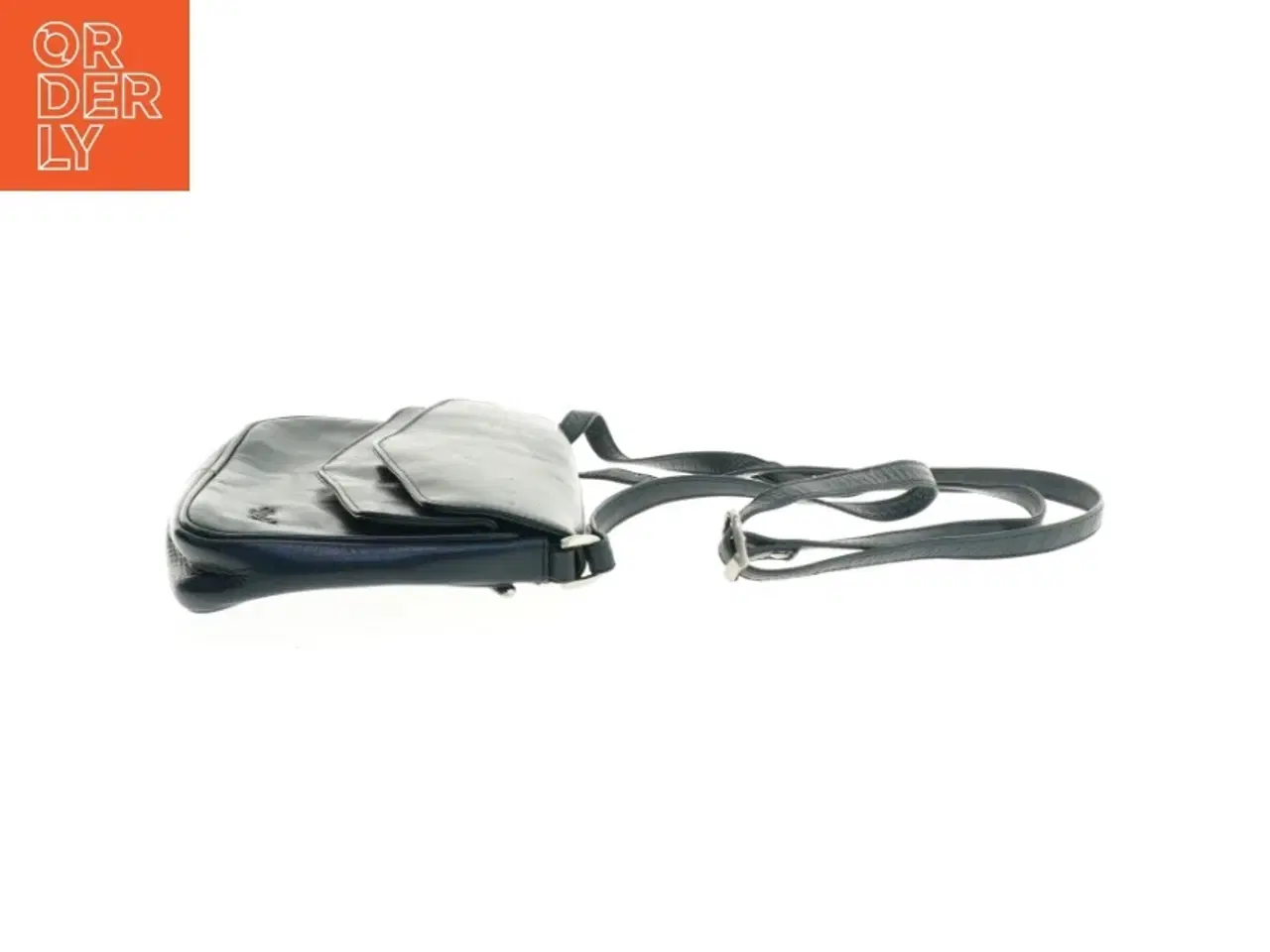 Billede 2 - Sort Læder skuldertaske fra Stephi (str. 23 x 16 cm)