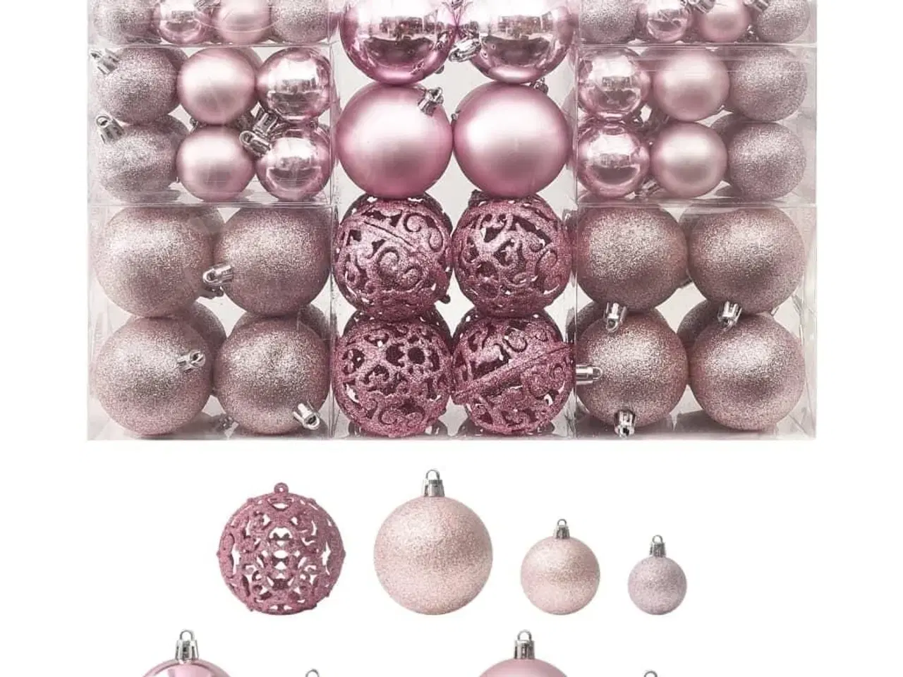 Billede 1 - Julekuglesæt 100 stk. pink