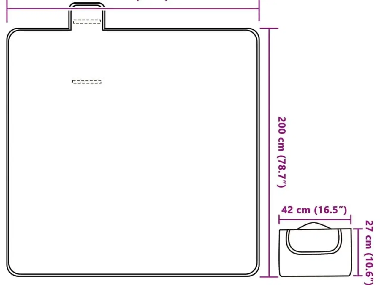 Billede 6 - Picnictæppe 200x200 cm foldbart fløjl ternet blå