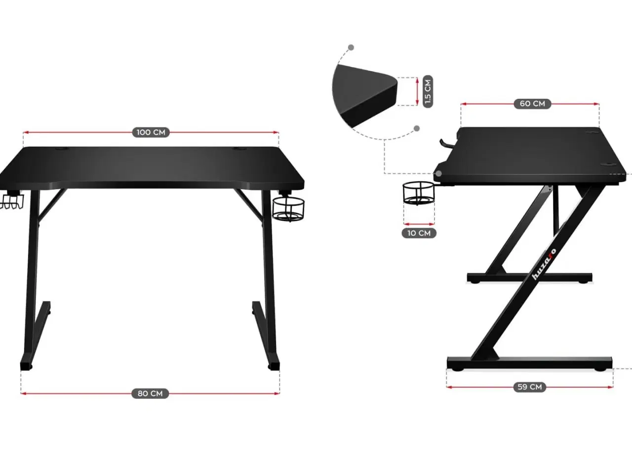 Billede 7 - Gaming bord Huzaro Hero 1.8 - Sort