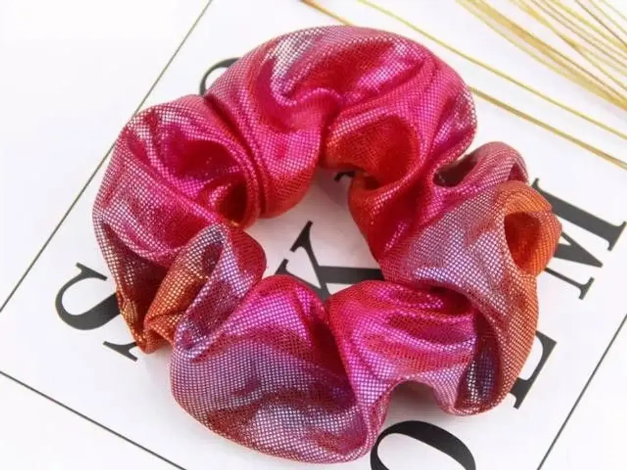 Billede 6 - Smuk scrunchie hårelastik med gradient glimmer ef 