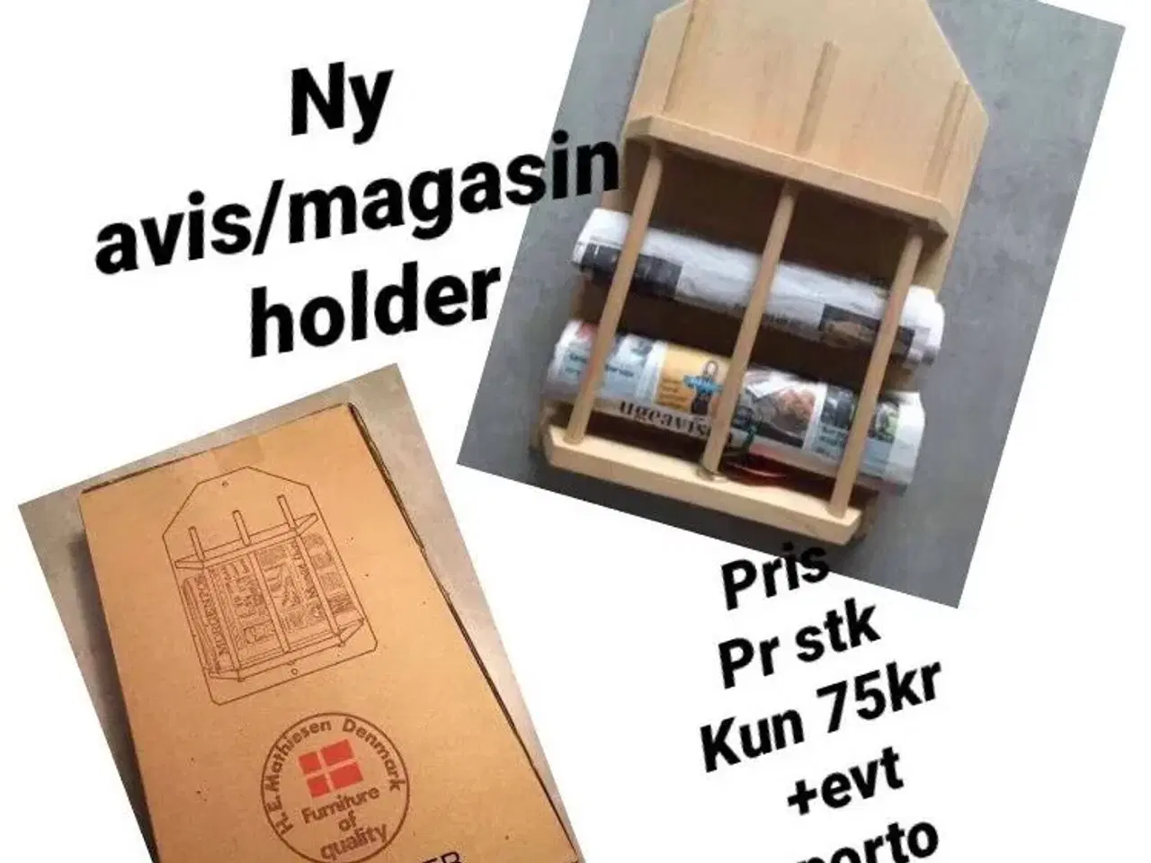 Billede 1 - Nye flotte avis/magasin holder i træ