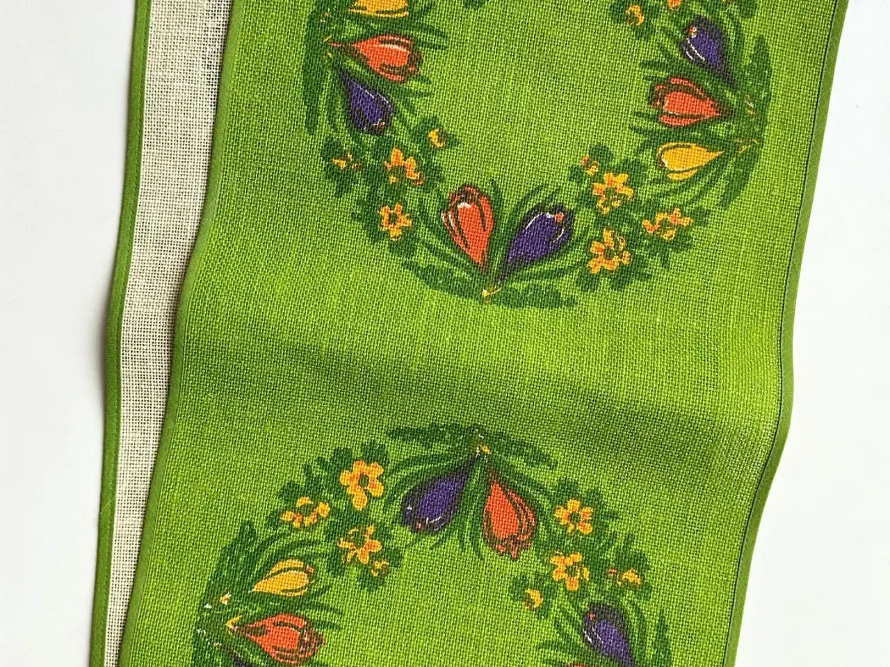 Billede 1 - Påskeløber, hessian m tryk af forårsblomster