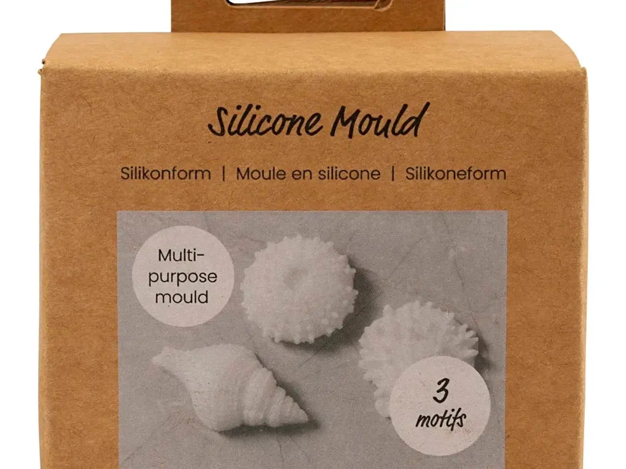 Billede 1 - Silikoneform, Søpindsvin, konkylie, musling, H: 1,5-2 cm, diam. 3,5-6 cm, 3stk./ 1 pk.
