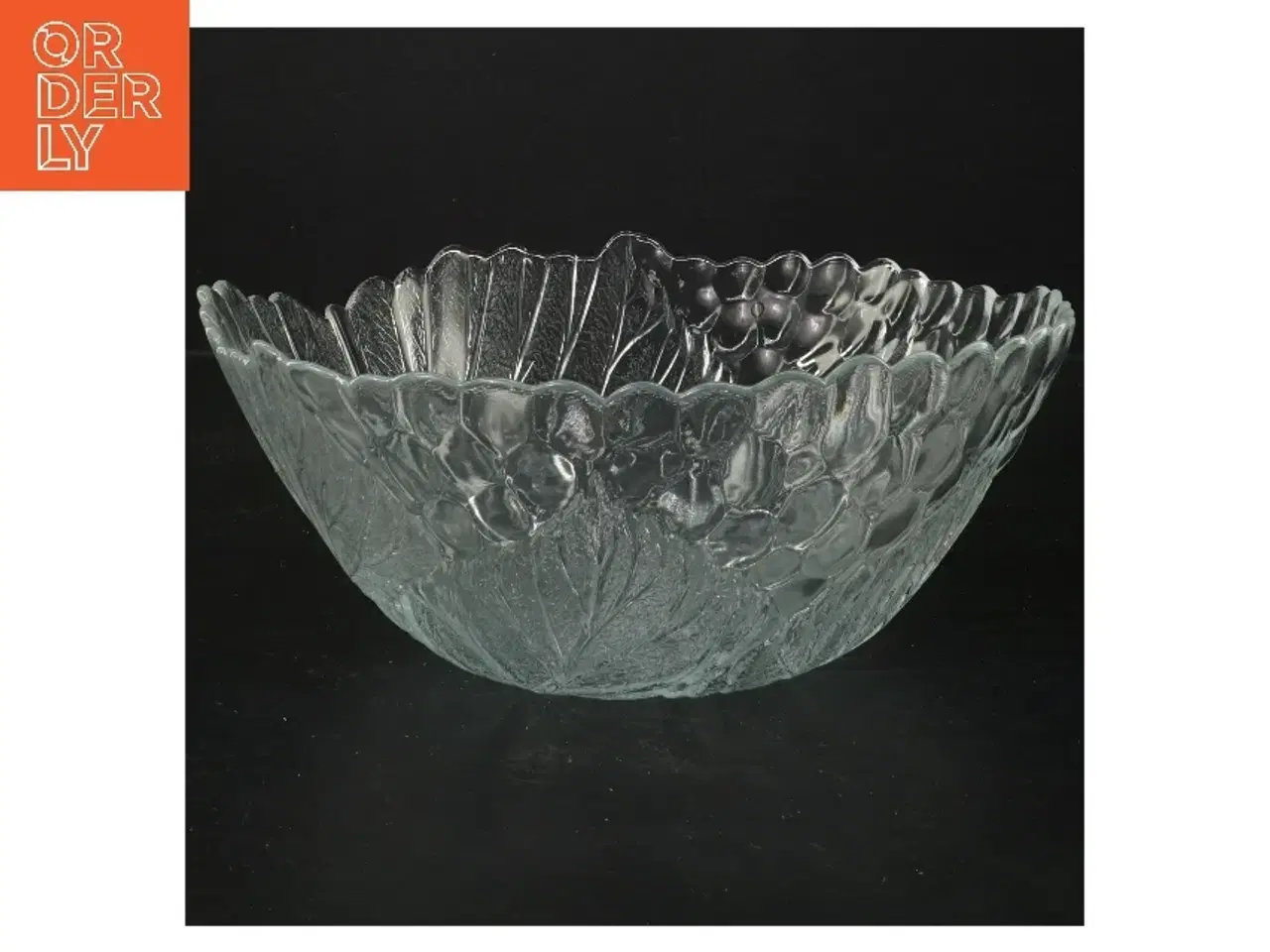 Billede 1 - Glasskål med bladmønster (str. Ø 23 cm)