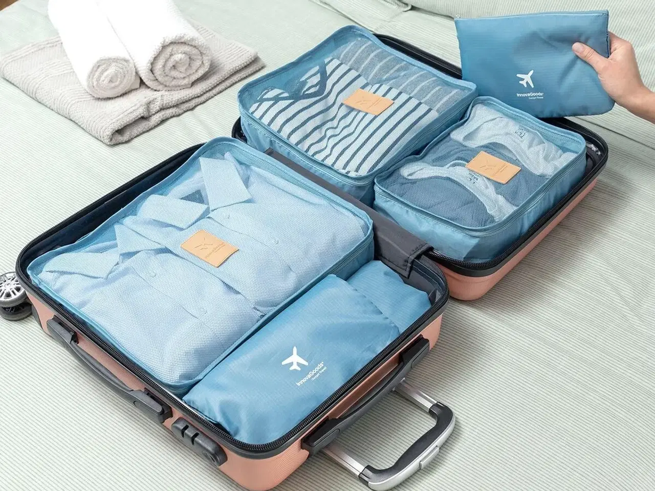 Billede 2 - Luggan - sæt med organizer tasker til kuffert, 6 dele (blå)