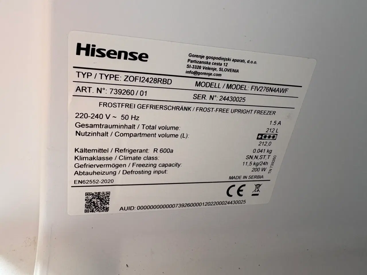 Billede 4 - Hisense integreret fryseskab