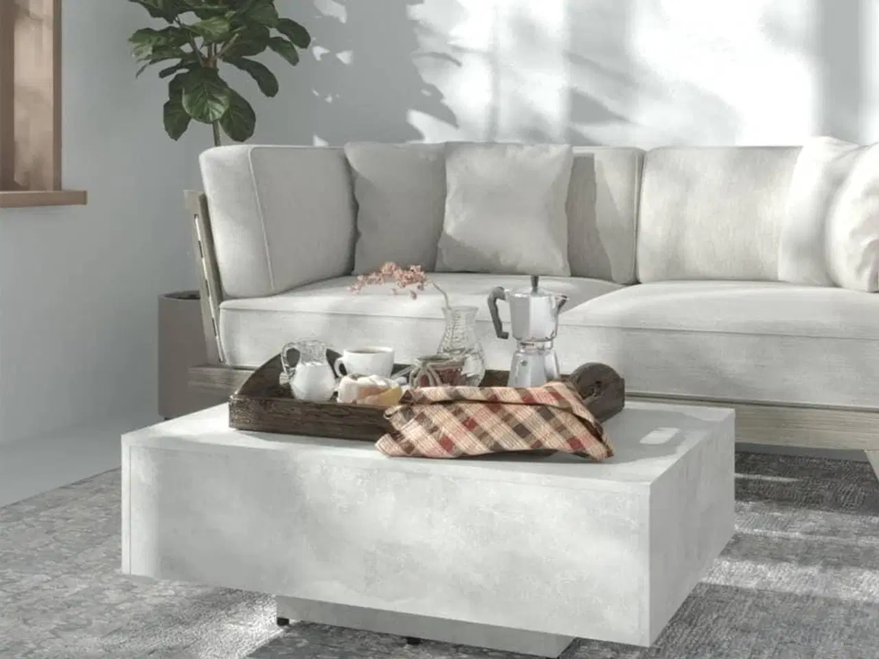 Billede 1 - Sofabord 85x55x31 cm spånplade betongrå