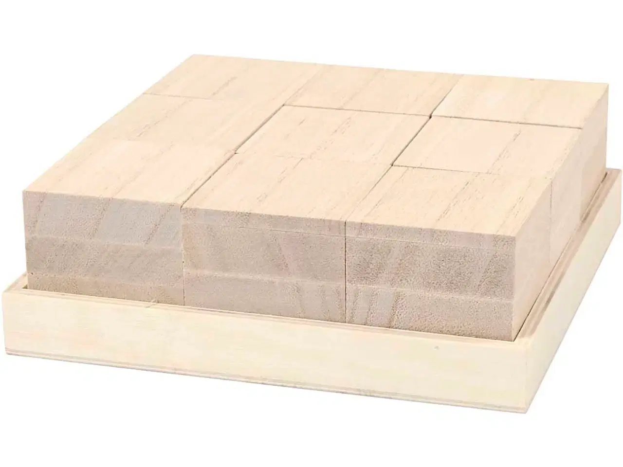 Billede 1 - 9 stk. Træklodser 4x4x4 cm til kreativ leg