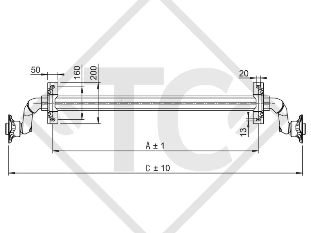 Billede 5 - AL-KO U-bremset trailer aksel.