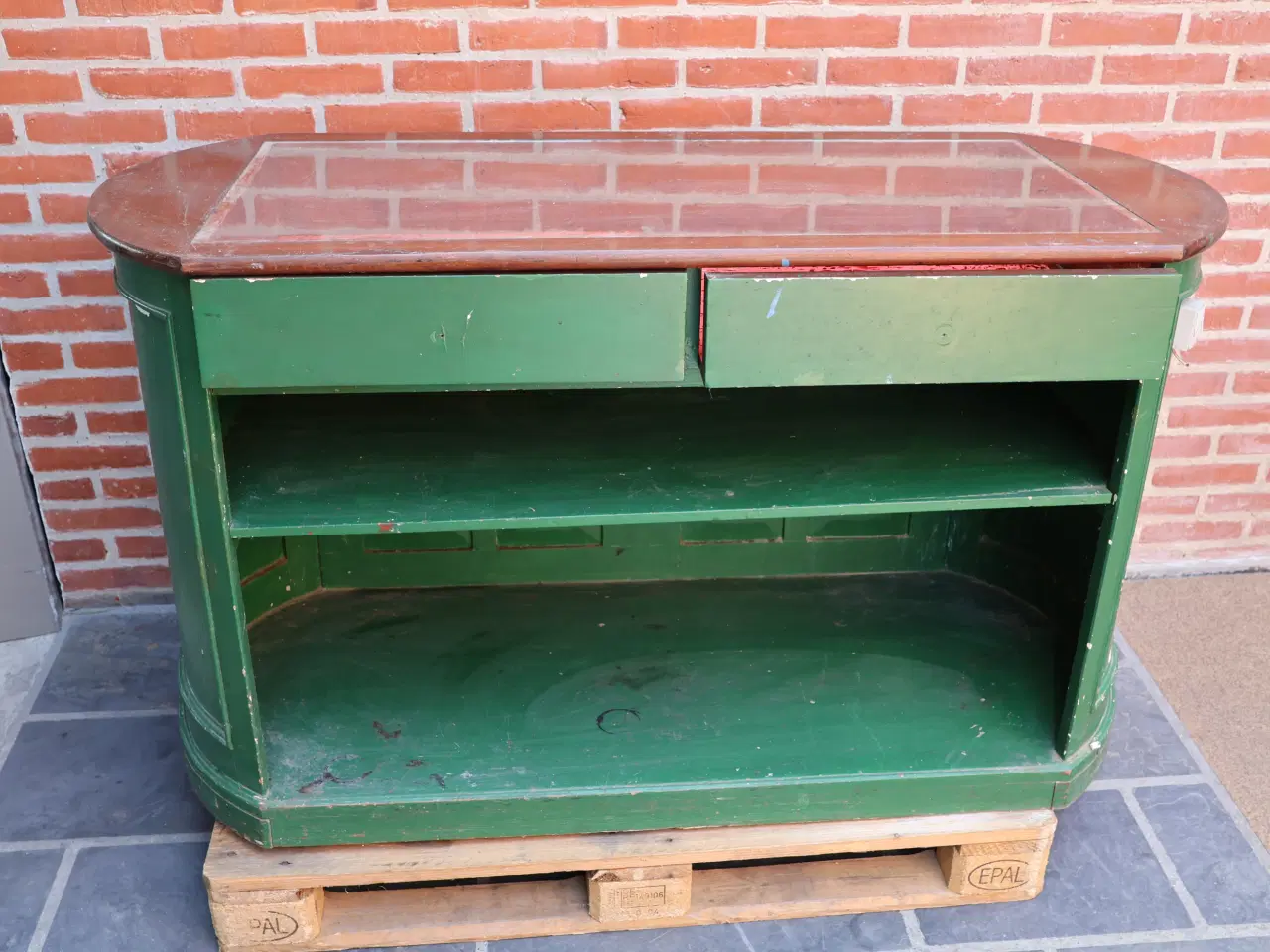 Billede 6 - Gl antik butiksskænk m/glasplade og 2 skuffer