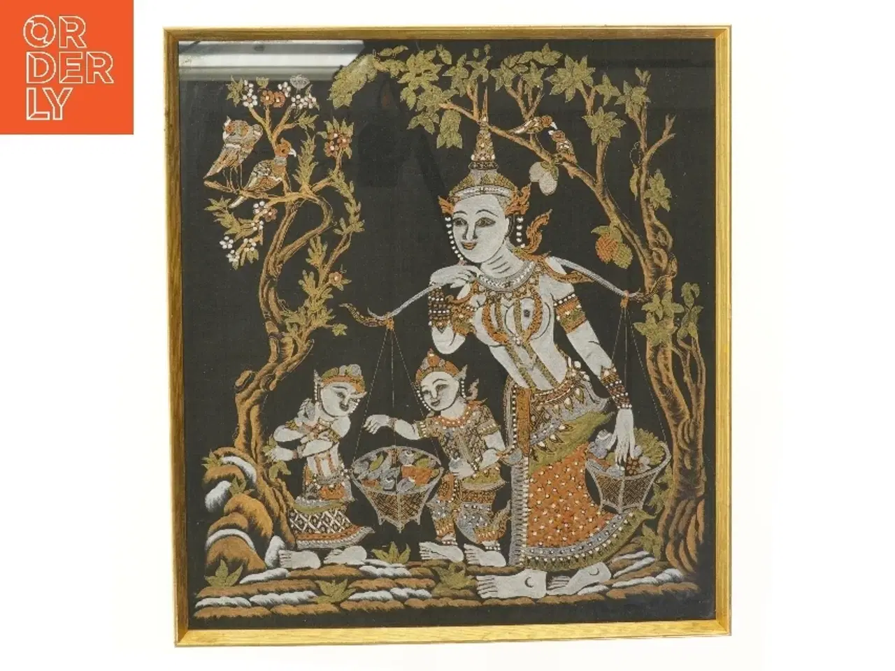 Billede 1 - Indrammet thailandsk maleri (str. 49x44,5 cm)