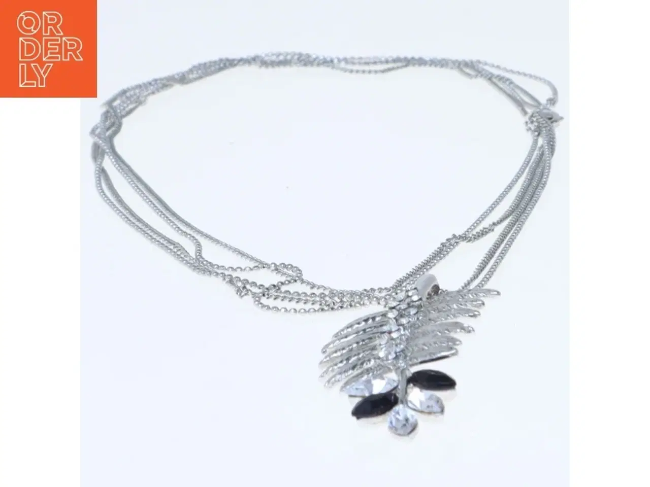 Billede 3 - Sølv halskæde med bladvedhæng (str. 80 cm)