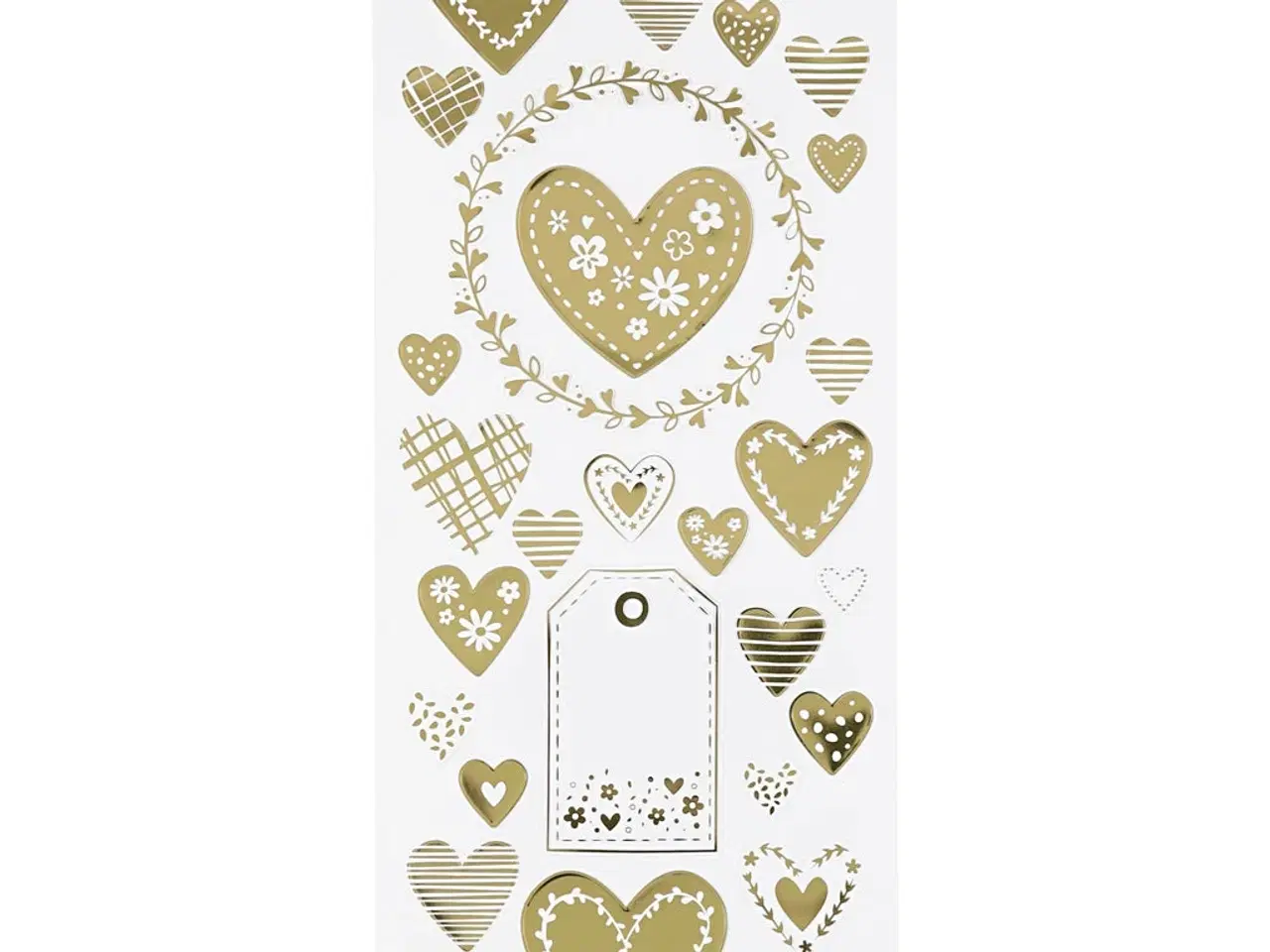 Billede 1 - Stickers, hjerter, ark 10x24 cm, guld, 1 ark