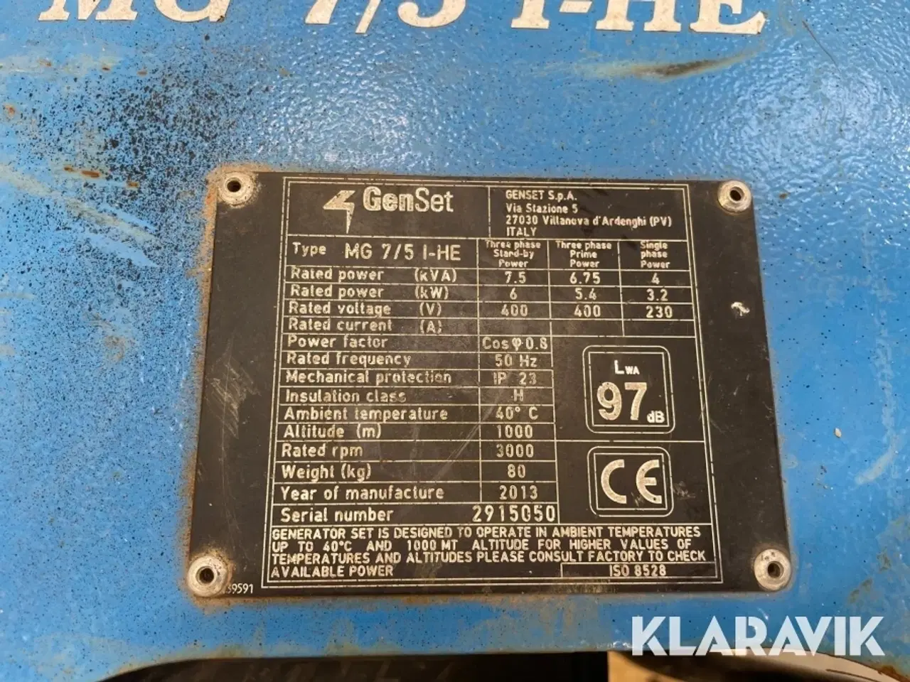 Billede 10 - Generator Genset MG 7/5I-HE