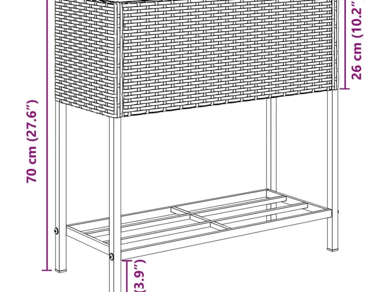 Billede 11 - Plantekasse med hylde polyrattan sort