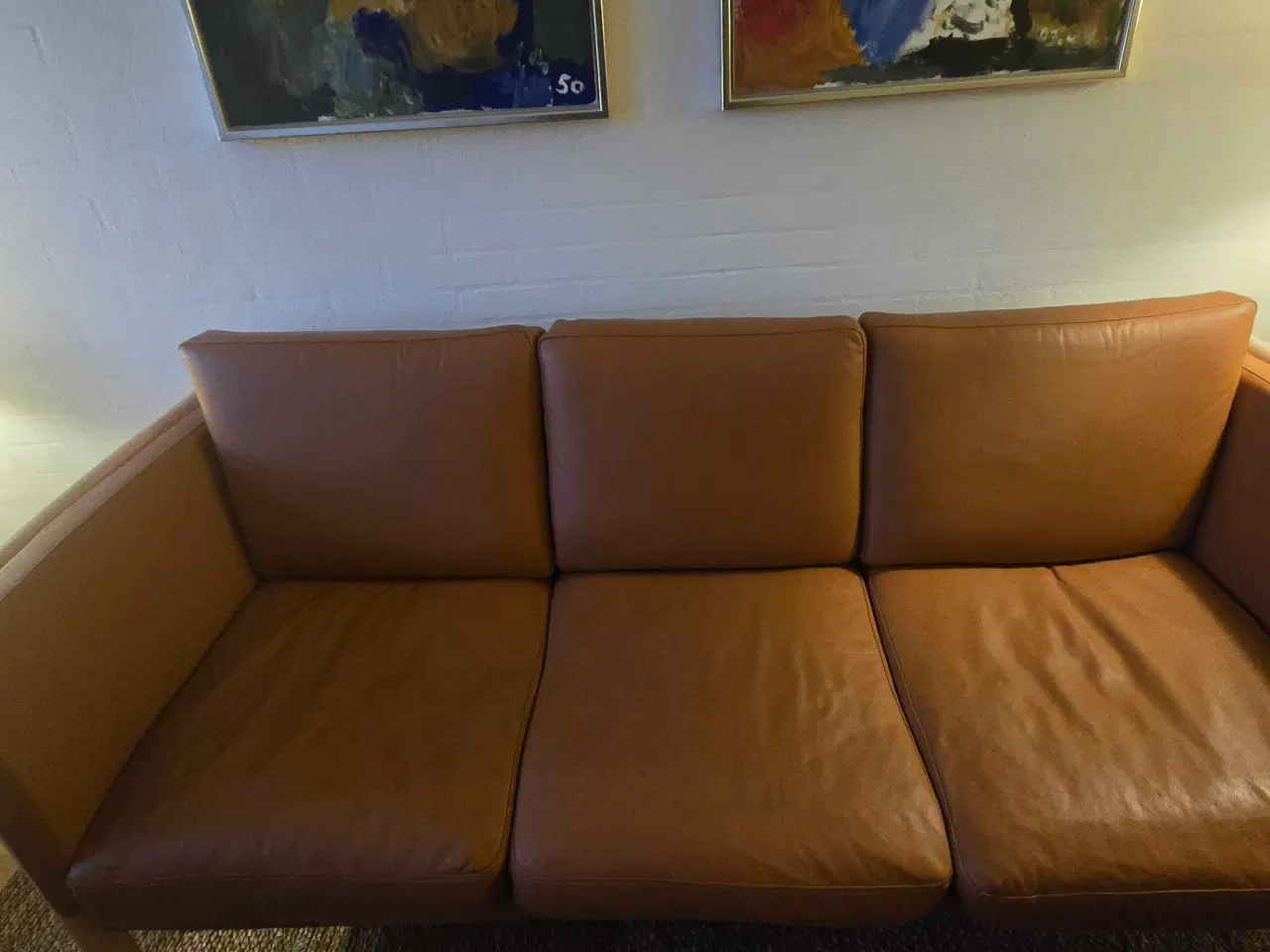 Billede 9 - 2 og 3 personers Cognac lædersofa 
