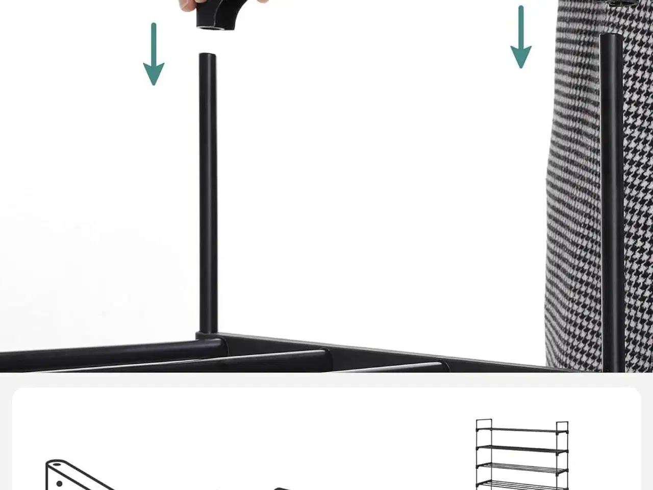 Billede 5 - Skoreol 10 niveauer LSA10BK, slank metal skohylde, 30 × 94 × 206 cm, sort