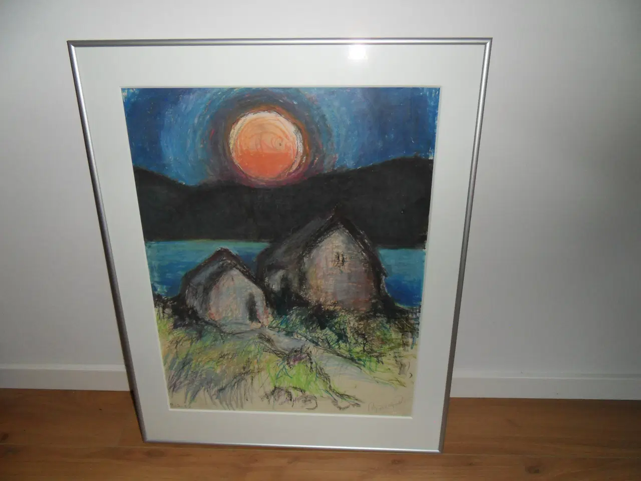 Billede 1 - Oliekridt ?. Tryk. Med Signatur. Landskab