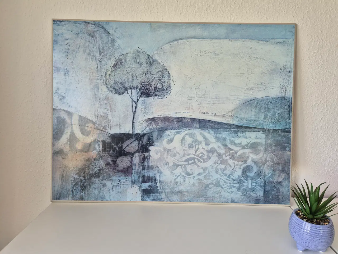 Billede 2 - Flot og stor billede 81x61 cm blå nuancer
