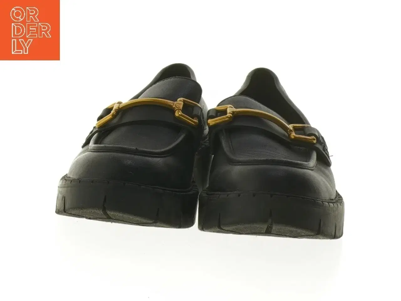 Billede 3 - Sort læder loafers med gulddetaljer fra Mng (str. 36 )