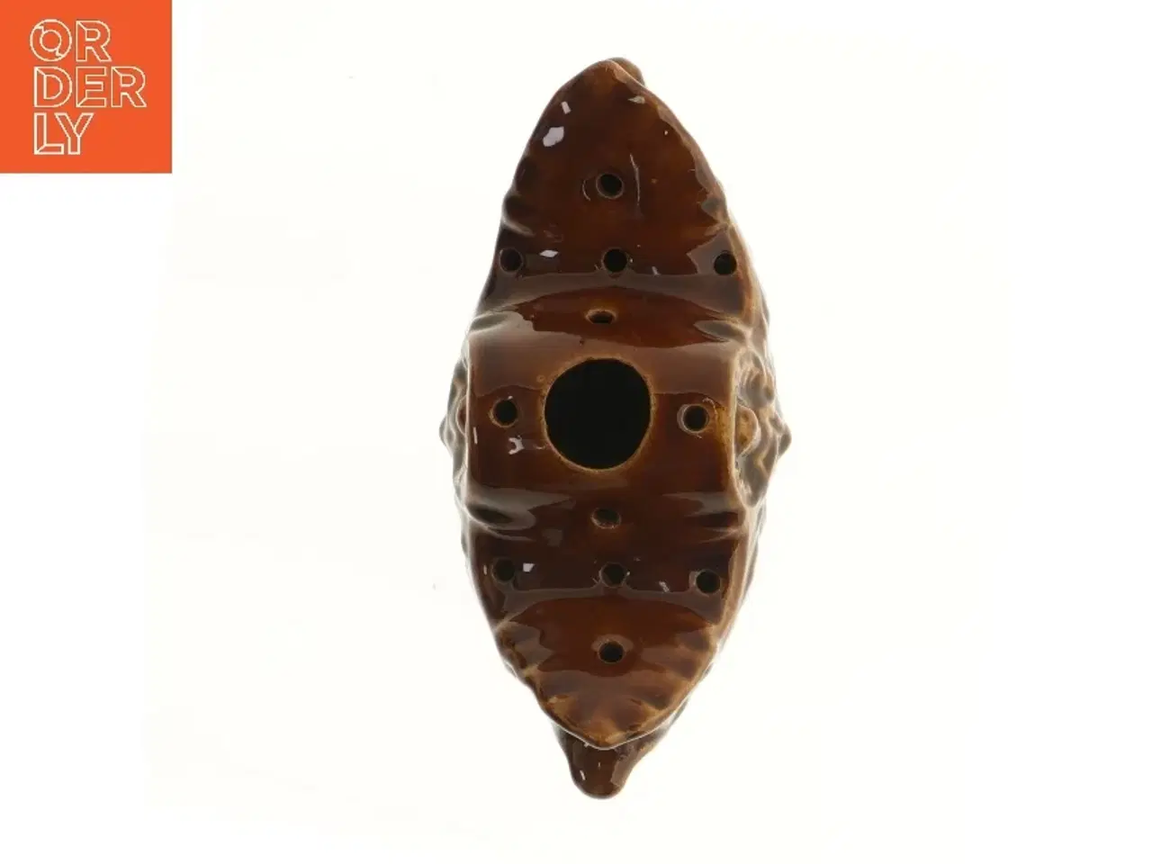 Billede 2 - Keramisk vase eller røgelseskar  med mønstret design (str. 25x10x12 cm)