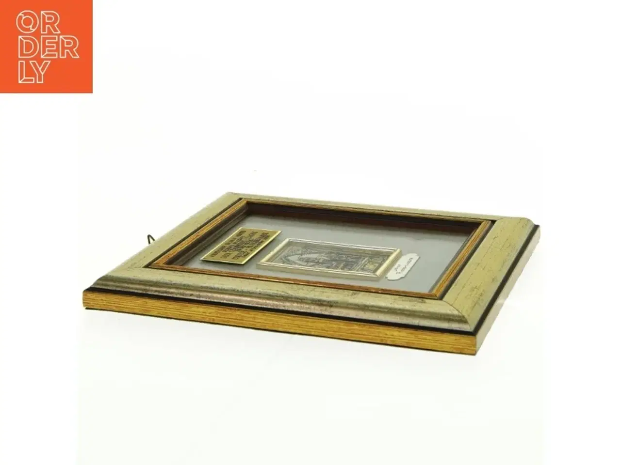 Billede 3 - Indrammet sølvplade med gravering (str. 20 x 18 cm)