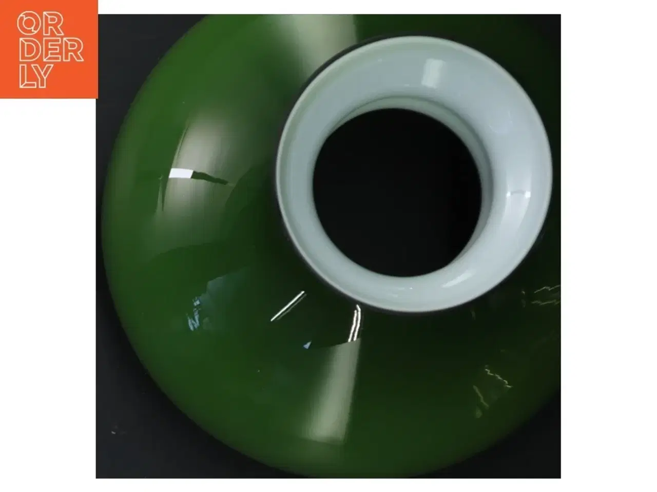 Billede 5 - Antik messing væglampe med grøn glasskærm (str. Ø 17x30x28 cm)