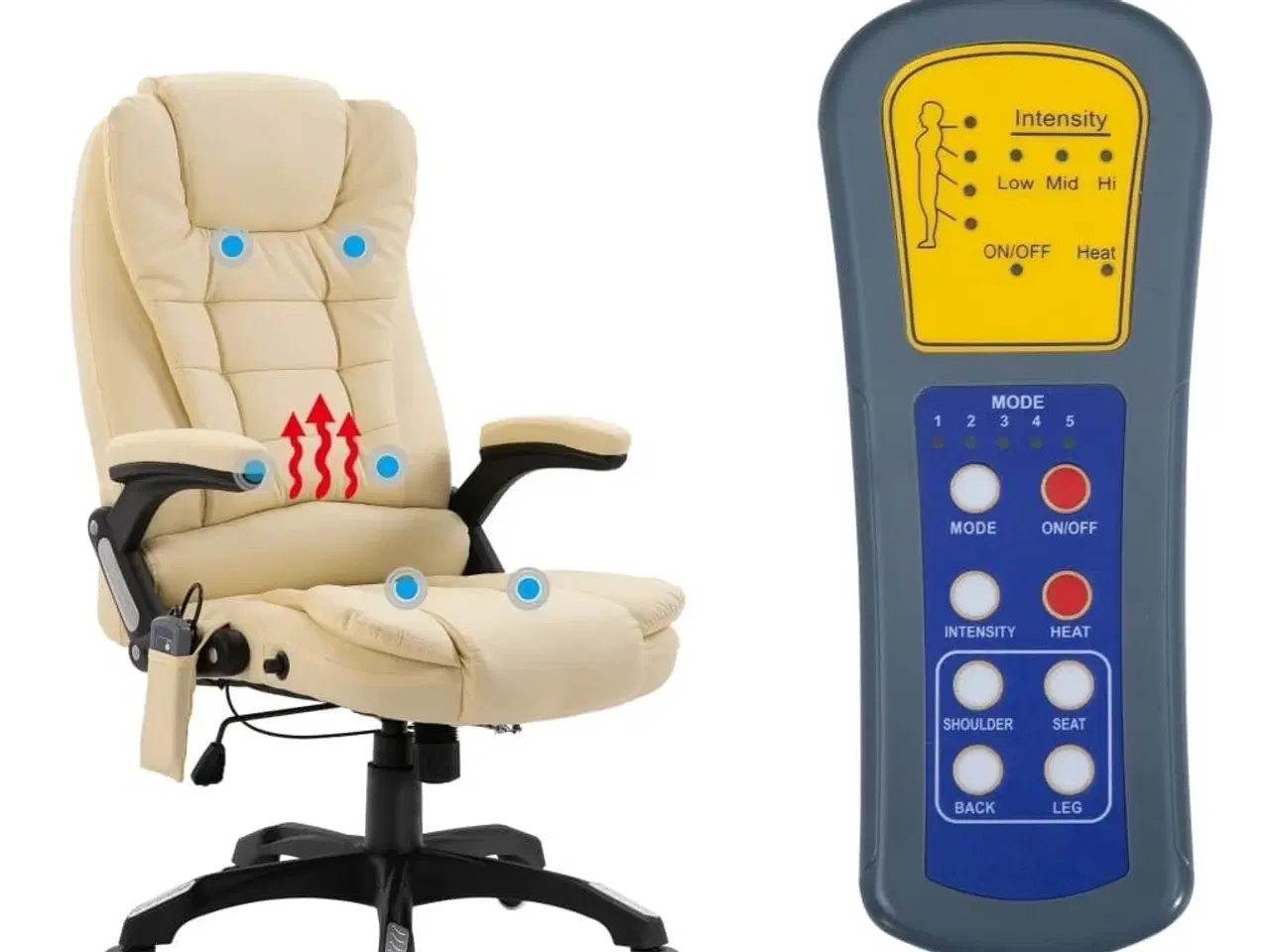 Billede 6 - Kontorstol med massagefunktion polyester cremefarvet