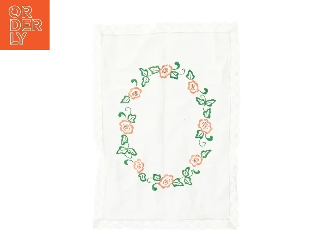 Billede 2 - Bordløber med broderet blomsterdesign (str. 50x35 cm)