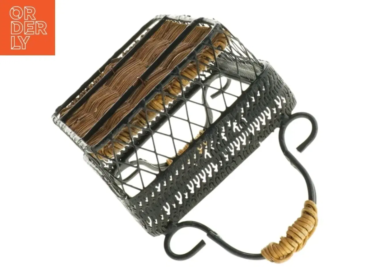 Billede 3 - Metalkurv med håndtag og flet (str. 21 x 13 cm)